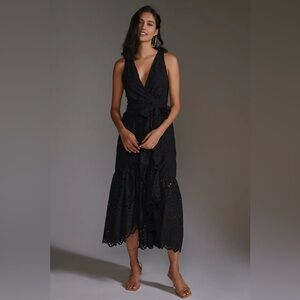 Anthropologie Eyelet Wrap Midi Dress
